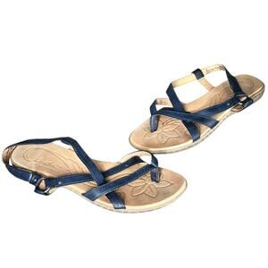 BOC Pearly Sandals Womens Size 7M Blue Faux Leather Toe Post Strappy Comfort